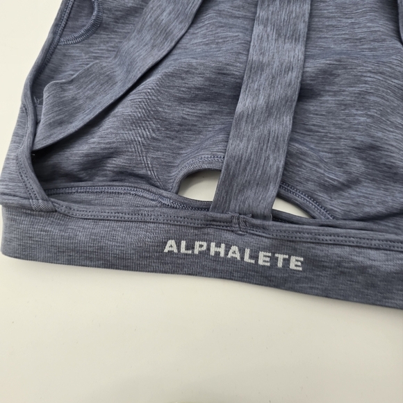 Alphalete Sports Bra Womens Small Blue Trinity Heathered Scoop Cut Out Strappy - Picture 7 of 10